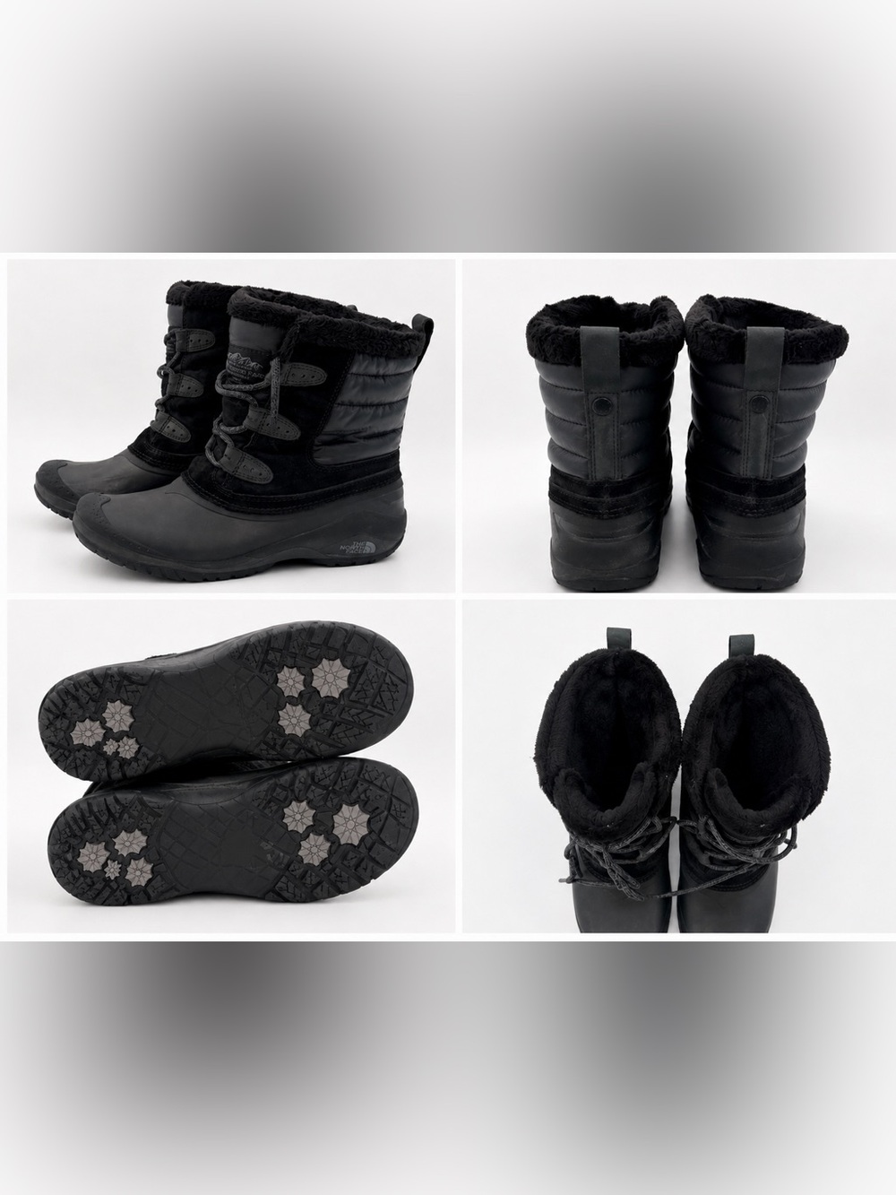 The North Face Black Quilted Faux-Fur Winter Boots